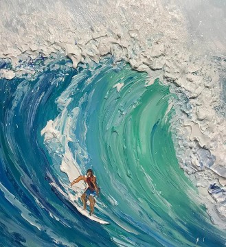  detalle Lienzo - Deporte de surf Blue Waves de Palette Knife detalle